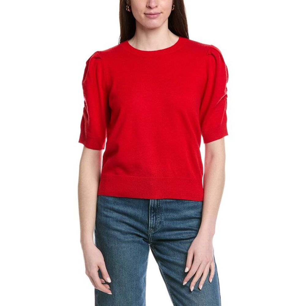 Frame Denim Womens  Frankie Puff Sleeve Wool & Cashmere-Blend Sweater, Red